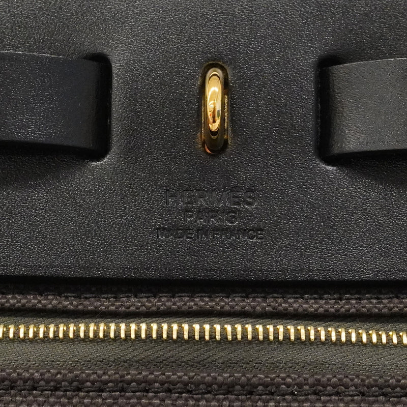 【6hb0095】エルメス ハンドバッグ エールバッグジップポケットPM トワルミリタリー ブラック ブラウン ゴールド金具 G刻印 2wayバッグ【中古】レディース