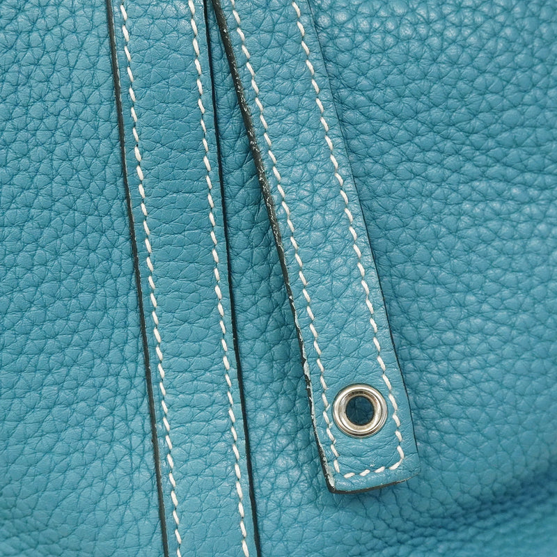 【6hb0106-e】エルメス ハンドバッグ ピコタンロックMM トリヨンクレマンス ブルージーン シルバー金具 □O刻印【中古】レディース