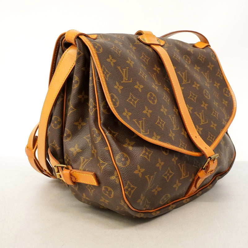 【6hb0125】ルイヴィトン ショルダーバッグ モノグラム ソミュール35 M42254 ブラウン【中古】レディース