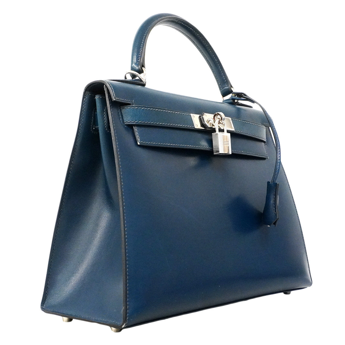 【6hb0128】エルメス ハンドバッグ ケリー28 ボックスカーフ コルヴェール シルバー金具 □L刻印 2wayバッグ【中古】レディース