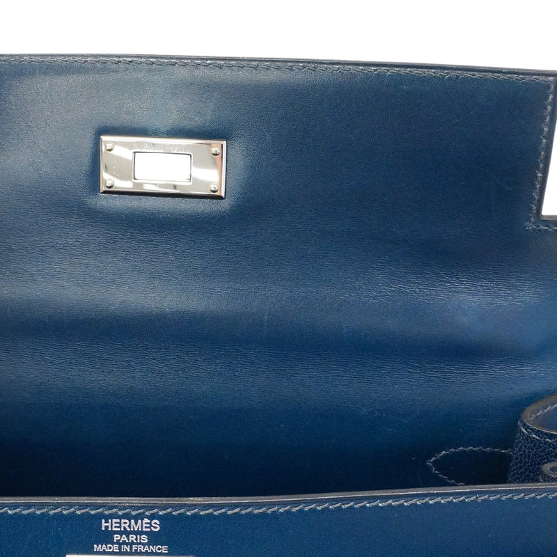 【6hb0128】エルメス ハンドバッグ ケリー28 ボックスカーフ コルヴェール シルバー金具 □L刻印 2wayバッグ【中古】レディース