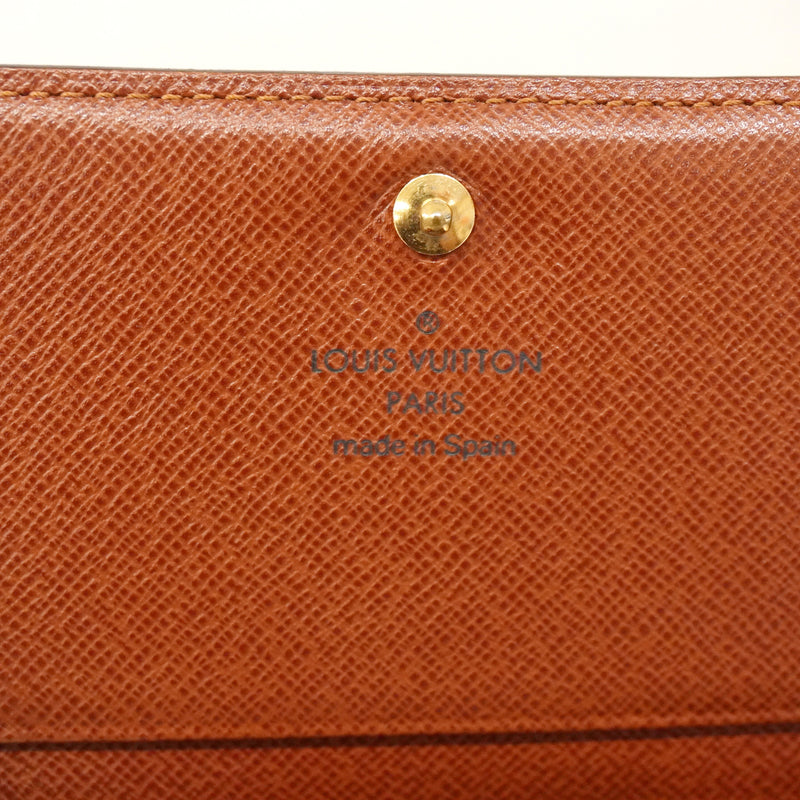 【6hb0145】ルイヴィトン 財布 モノグラム ポルトモネビエトレゾール M61730 ブラウン【中古】レディース