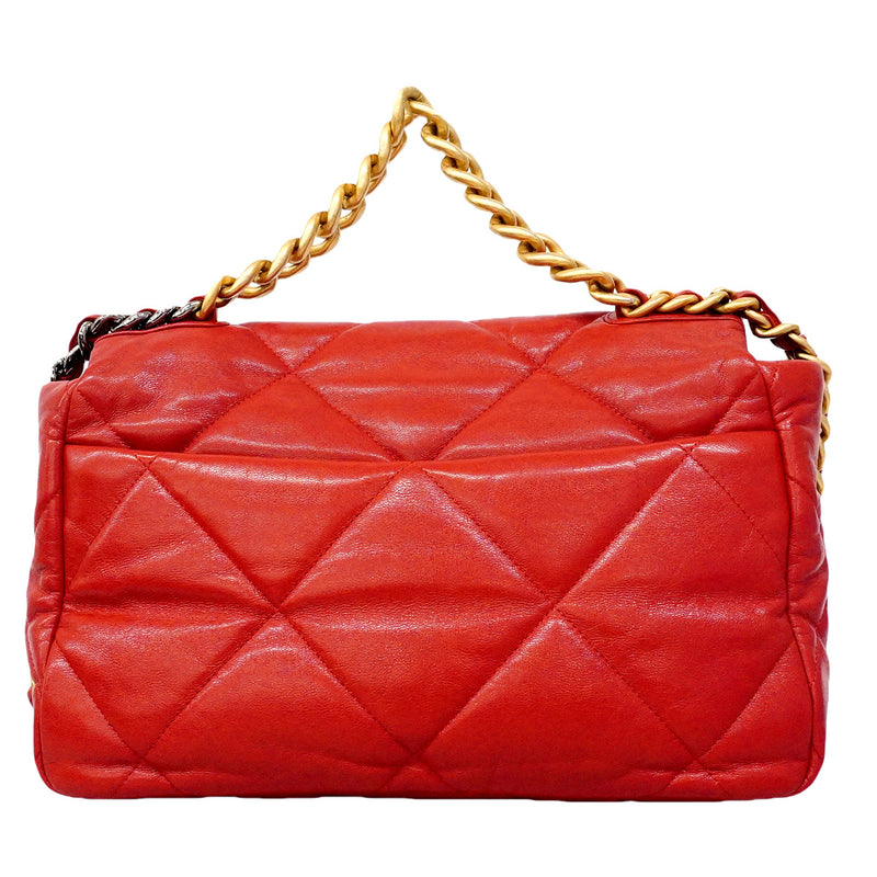 【6hb0157】シャネル ハンドバッグ チェーンショルダー シャネル19 レザー レッド ゴールド金具 2wayバッグ【中古】レディース