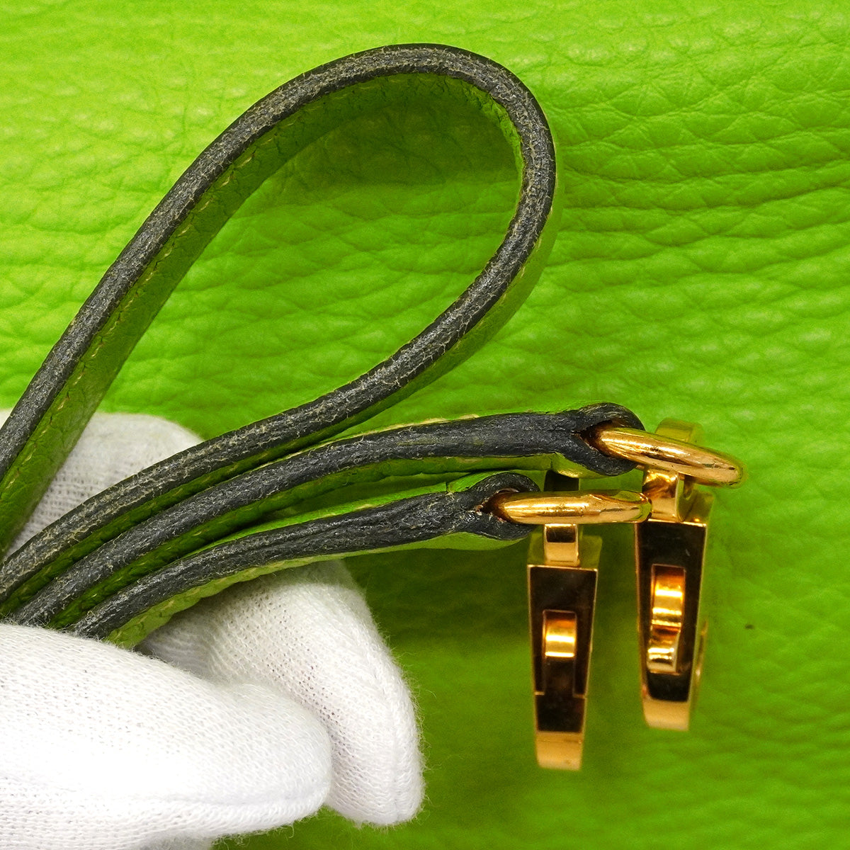 【6hb0161】エルメス ハンドバッグ ボリード35 トリヨンクレマンス アップルグリーン ゴールド金具 □G刻印 2wayバッグ【中古】レディース