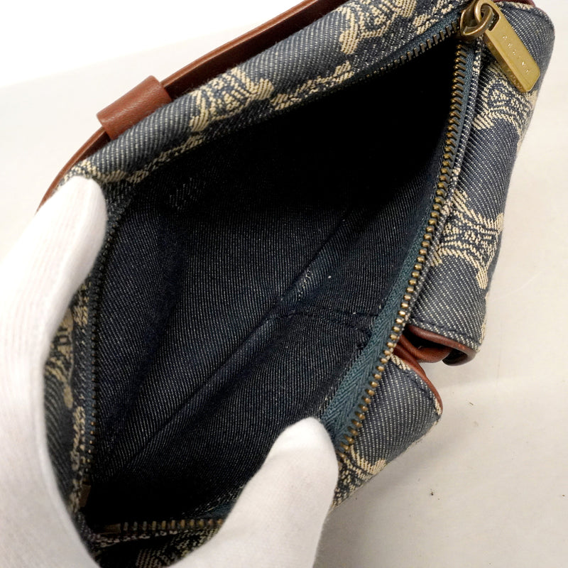 【6hb0172】セリーヌ ウエストバッグ マカダム デニム ネイビー ゴールド金具【中古】レディース