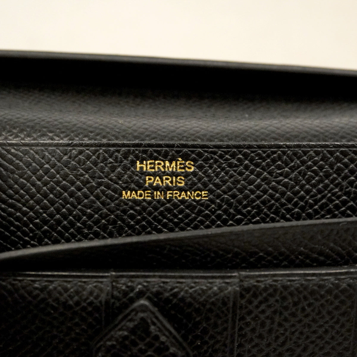 【6hb0173】エルメス 長財布 ベアンスフレ ヴォーエプソン ブラック ゴールド金具 Y刻印【中古】レディース