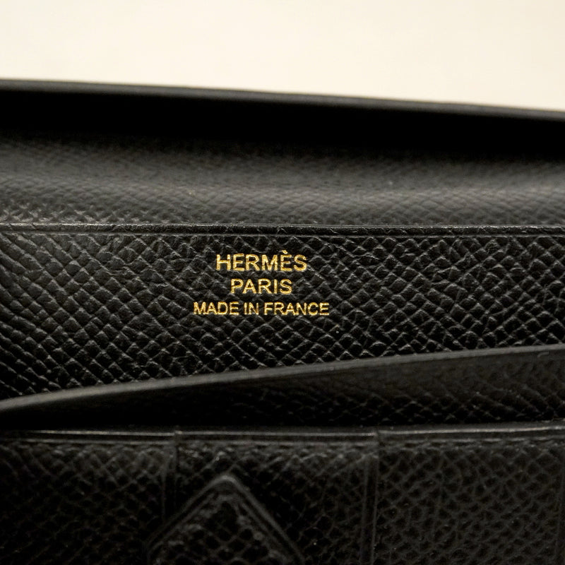【6hb0173】エルメス 長財布 ベアンスフレ ヴォーエプソン ブラック ゴールド金具 Y刻印【中古】レディース