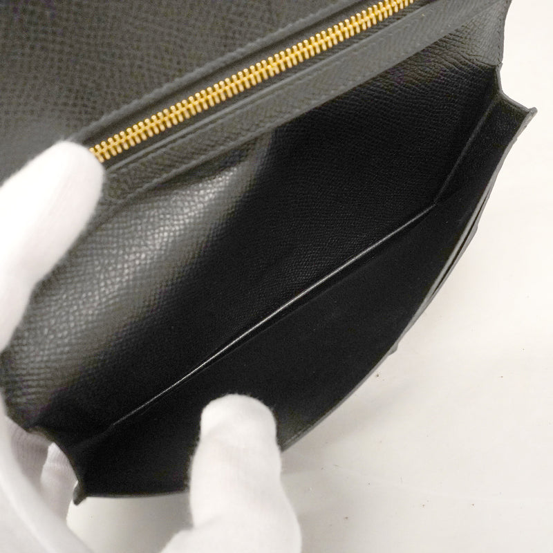 【6hb0173】エルメス 長財布 ベアンスフレ ヴォーエプソン ブラック ゴールド金具 Y刻印【中古】レディース