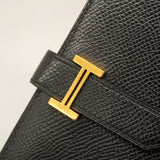 【6hb0173】エルメス 長財布 ベアンスフレ ヴォーエプソン ブラック ゴールド金具 Y刻印【中古】レディース