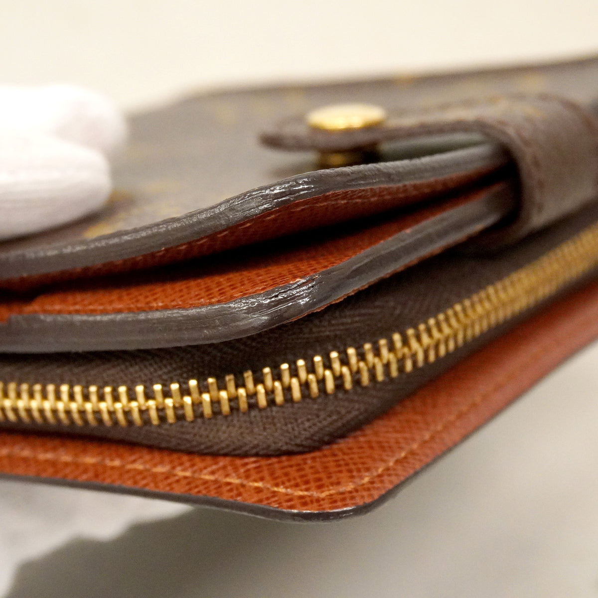 【6hb0181】ルイヴィトン 財布 モノグラム コンパクトジップ M61667 ブラウン【中古】レディース