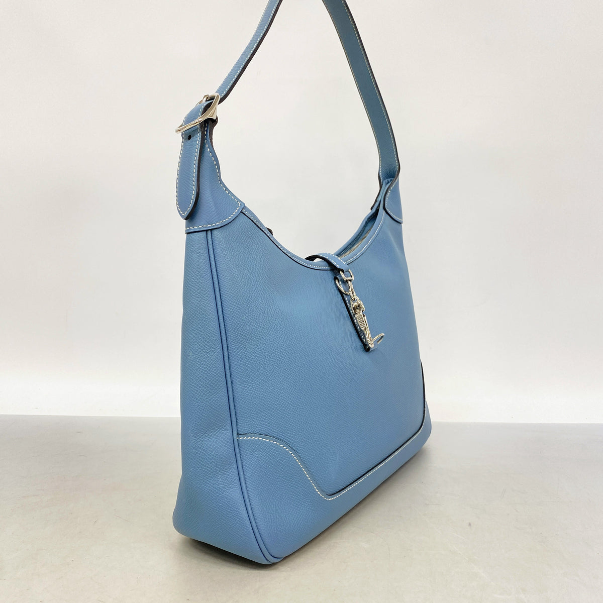 【6hb0182】エルメス ショルダーバッグ トリム31 ヴォーエプソン ブルージーン シルバー金具 □J刻印【中古】レディース