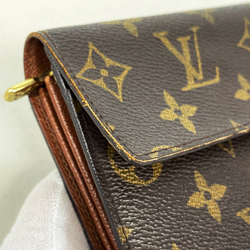 【6hb0191】ルイヴィトン 長財布 モノグラム ポシェットポルトモネクレディ M61725 ブラウン【中古】レディース