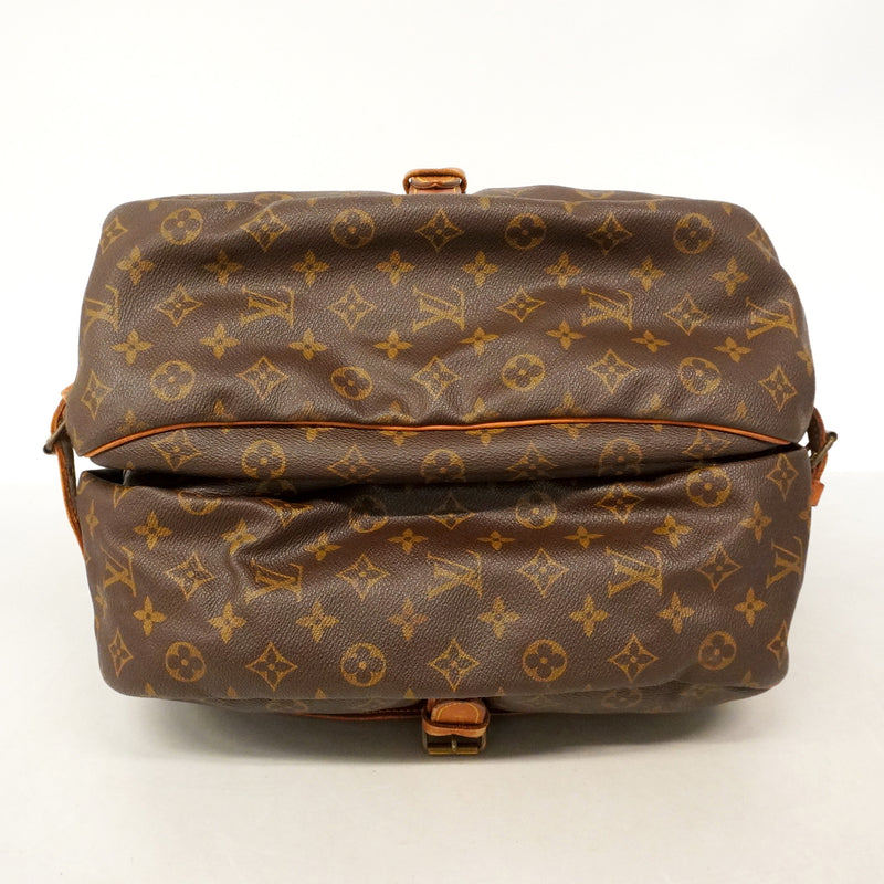 【6hb0192】ルイヴィトン ショルダーバッグ モノグラム ソミュール35 M42254 ブラウン【中古】レディース