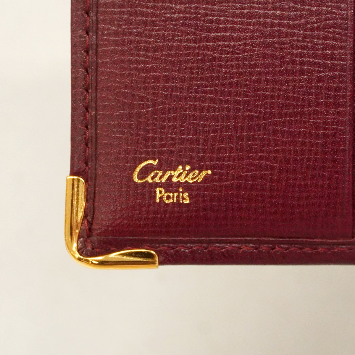 【6hb0200】カルティエ 財布 マスト レザー ボルドー ゴールド金具【中古】メンズ