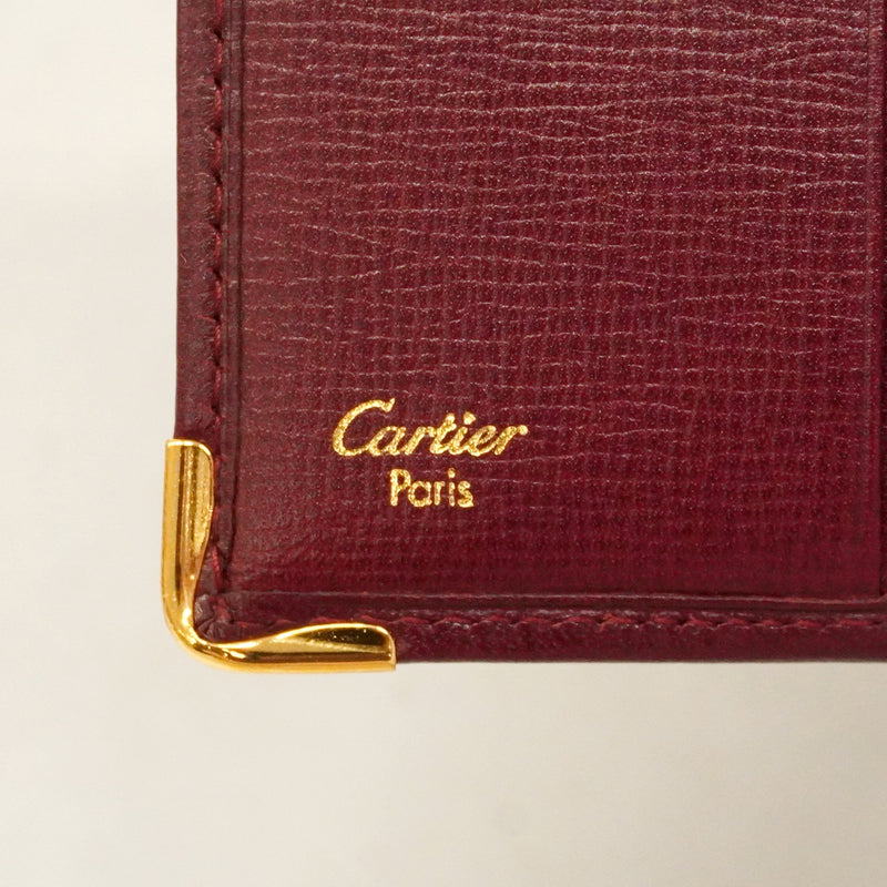 【6hb0200】カルティエ 財布 マスト レザー ボルドー ゴールド金具【中古】メンズ