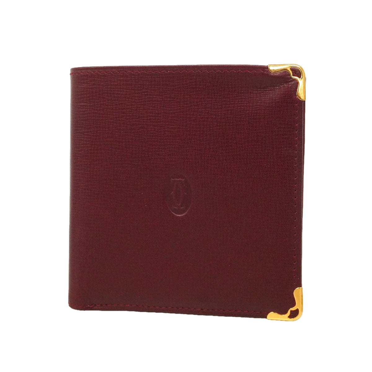 【6hb0200】カルティエ 財布 マスト レザー ボルドー ゴールド金具【中古】メンズ
