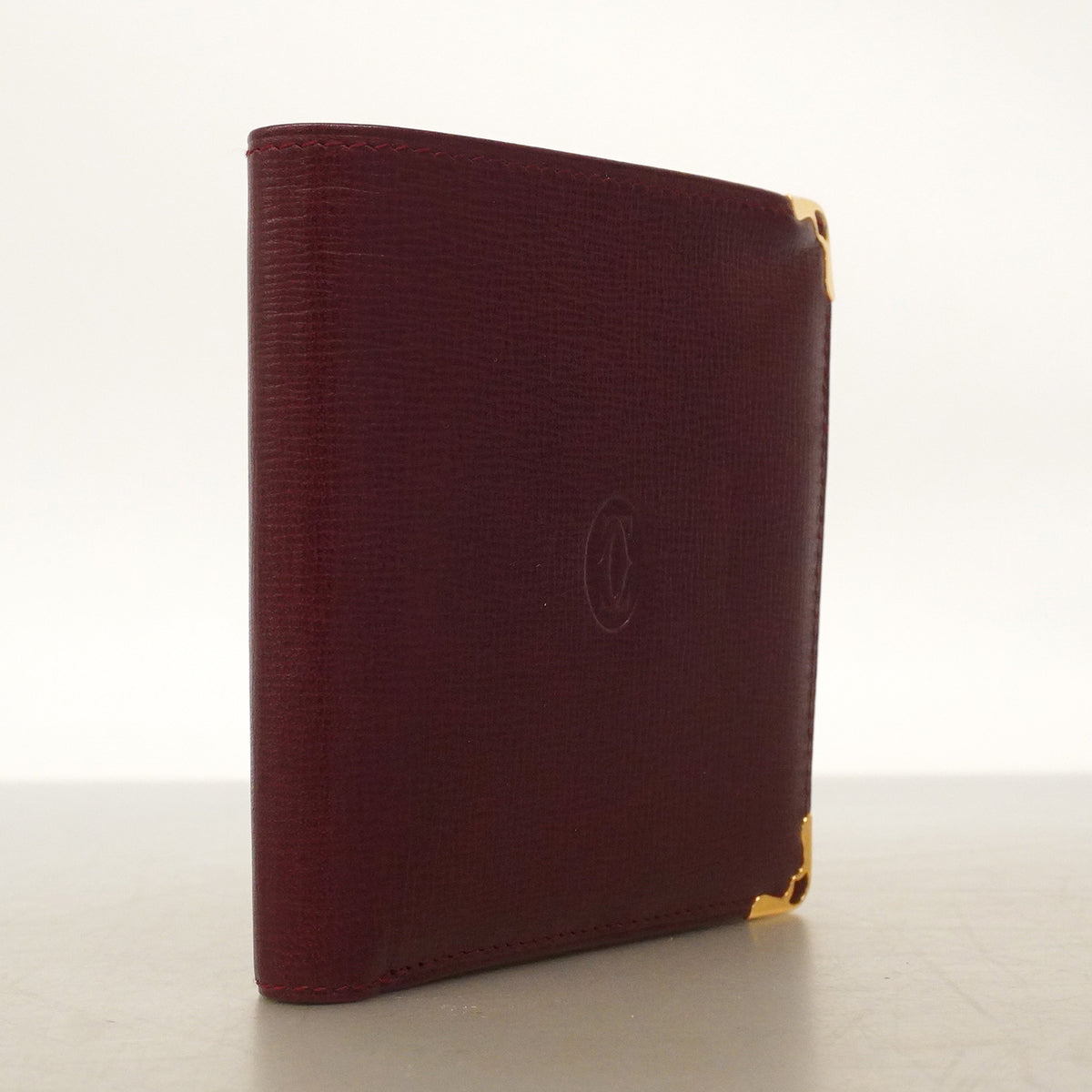 【6hb0200】カルティエ 財布 マスト レザー ボルドー ゴールド金具【中古】メンズ