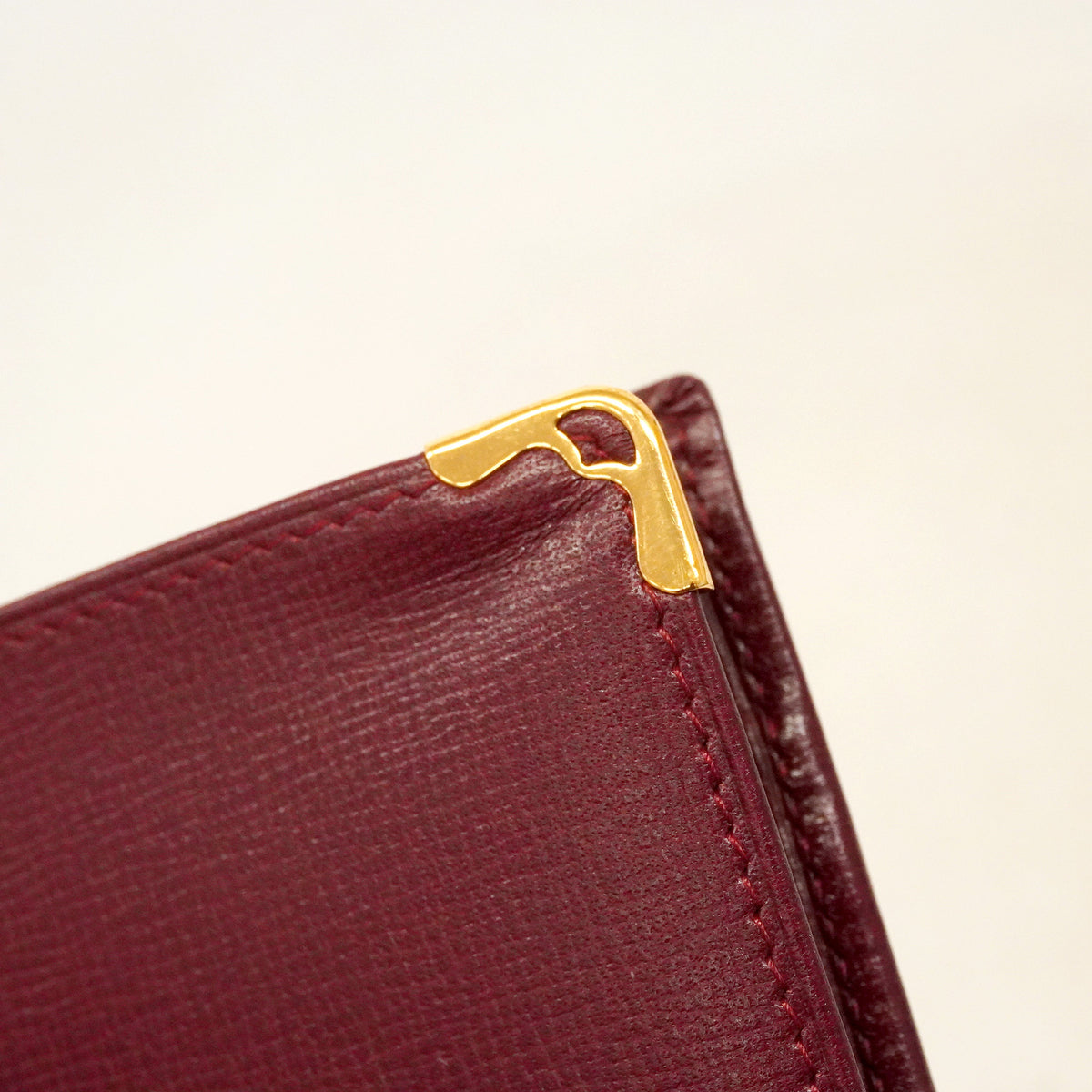 【6hb0200】カルティエ 財布 マスト レザー ボルドー ゴールド金具【中古】メンズ