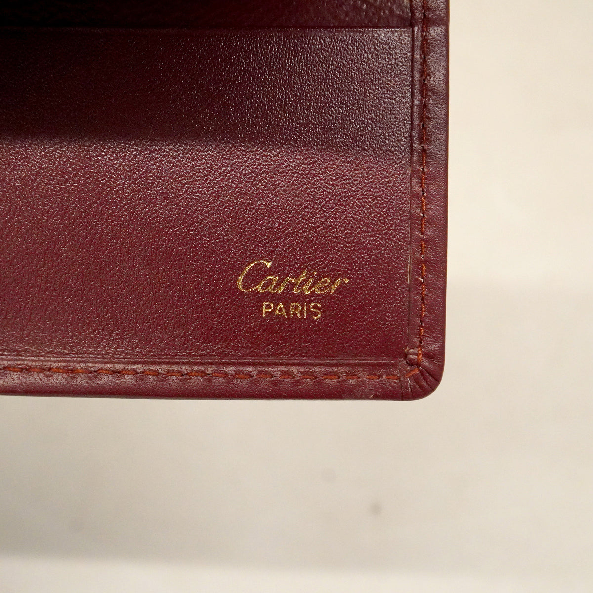 【6hb0201】カルティエ カードケース マスト レザー ボルドー ゴールド金具【中古】メンズ レディース ユニセックス