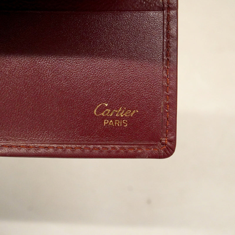 【6hb0201】カルティエ カードケース マスト レザー ボルドー ゴールド金具【中古】メンズ レディース ユニセックス