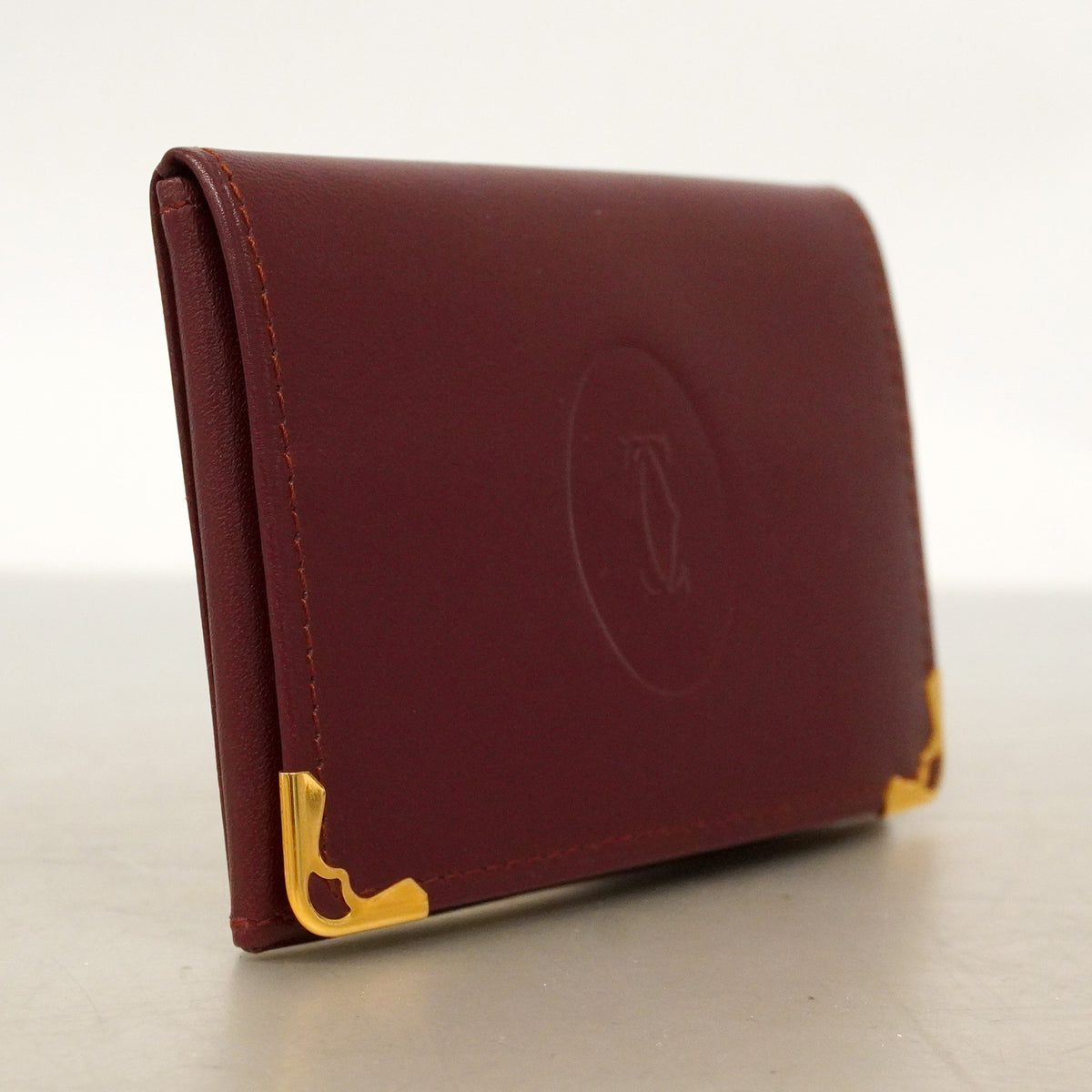 【6hb0201】カルティエ カードケース マスト レザー ボルドー ゴールド金具【中古】メンズ レディース ユニセックス