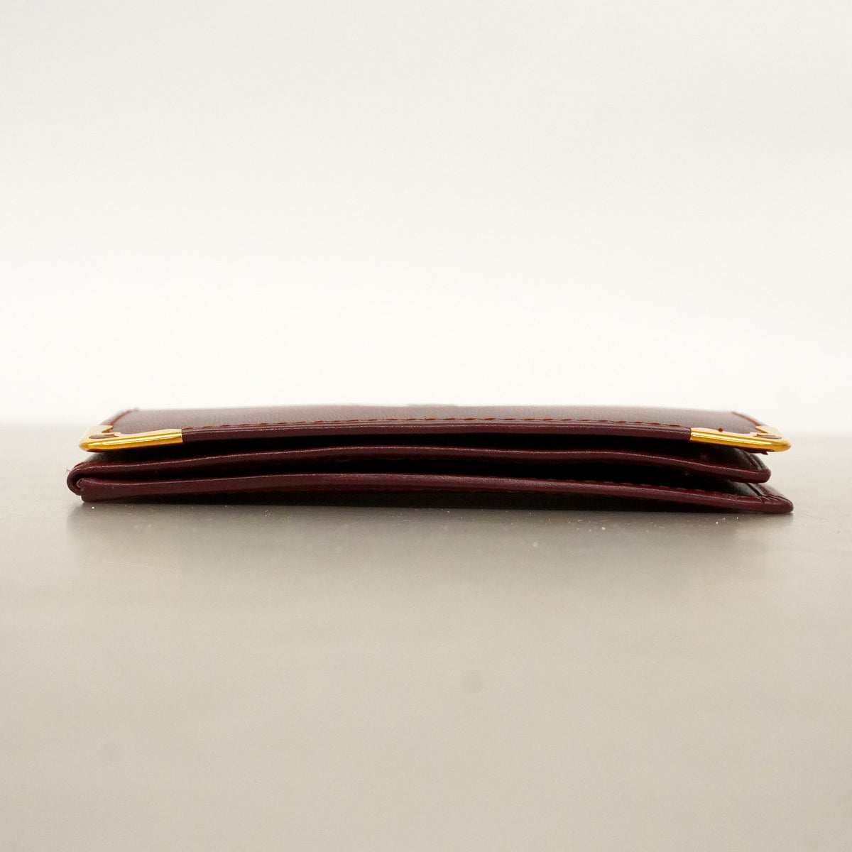 【6hb0201】カルティエ カードケース マスト レザー ボルドー ゴールド金具【中古】メンズ レディース ユニセックス