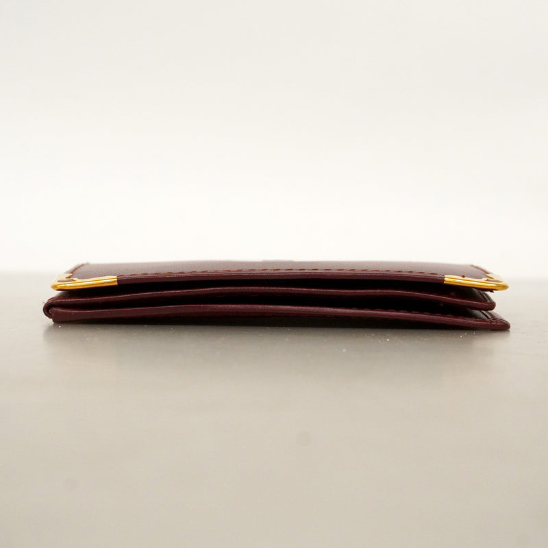 【6hb0201】カルティエ カードケース マスト レザー ボルドー ゴールド金具【中古】メンズ レディース ユニセックス