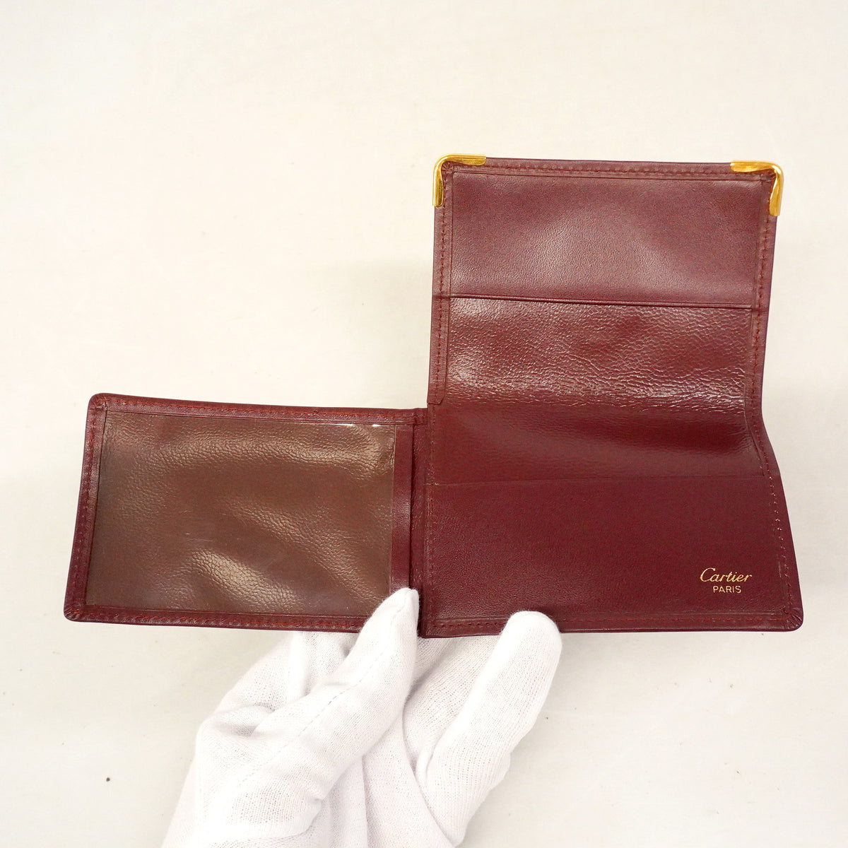 【6hb0201】カルティエ カードケース マスト レザー ボルドー ゴールド金具【中古】メンズ レディース ユニセックス