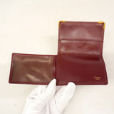 【6hb0201】カルティエ カードケース マスト レザー ボルドー ゴールド金具【中古】メンズ レディース ユニセックス