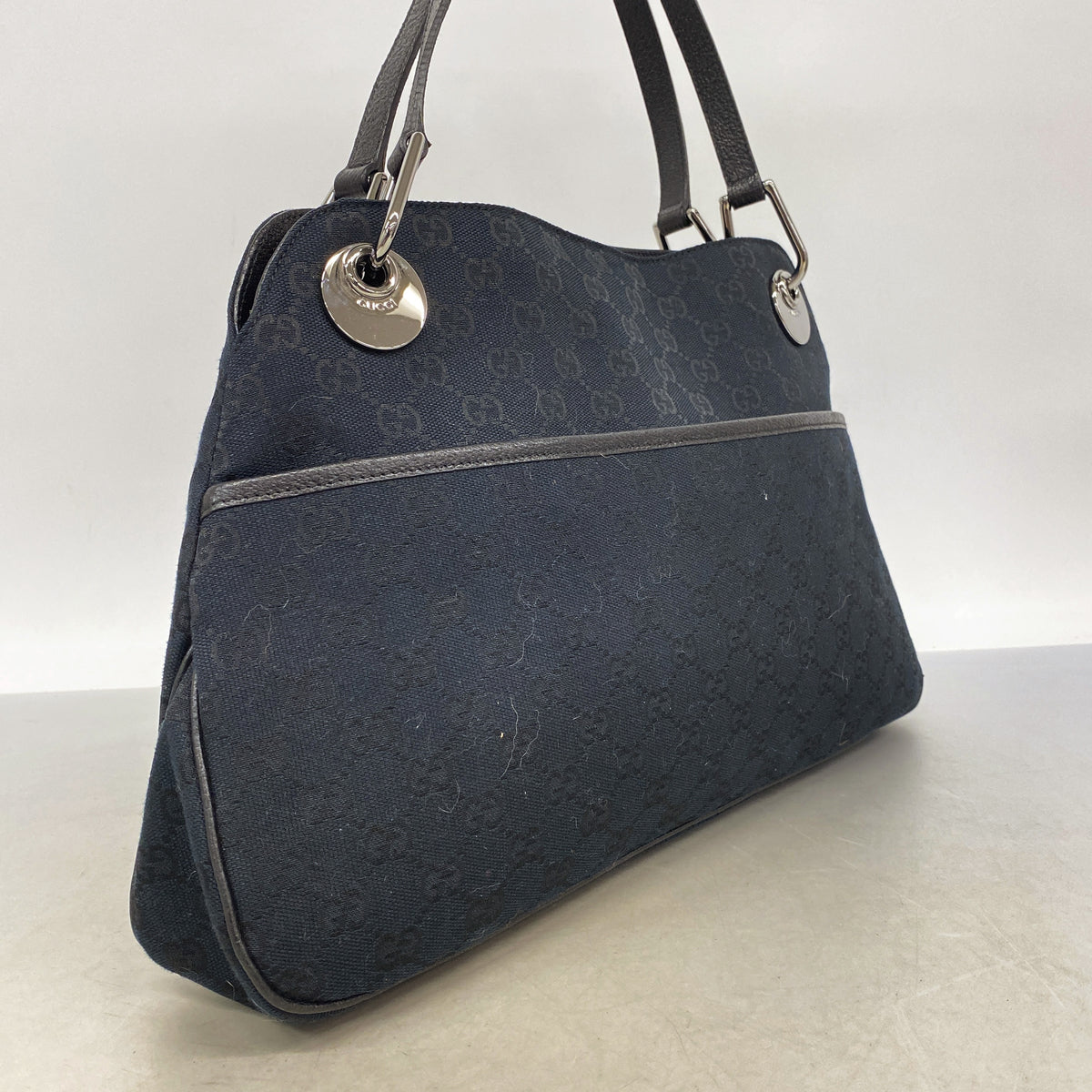【6hb0202】グッチ トートバッグ GGキャンバス 121023 キャンバス ブラック シルバー金具【中古】レディース
