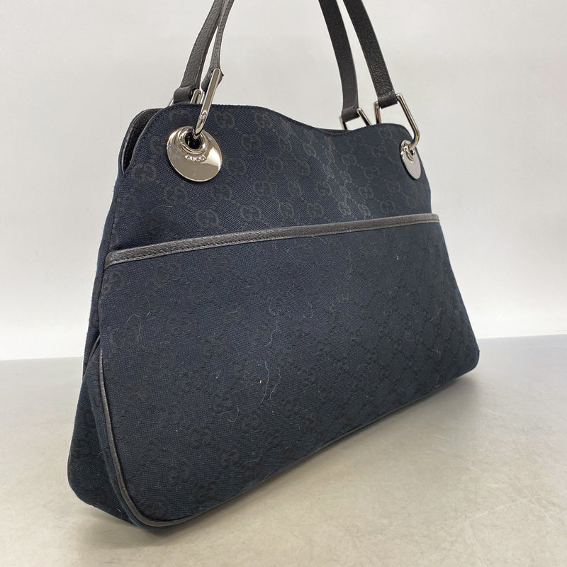 【6hb0202】グッチ トートバッグ GGキャンバス 121023 キャンバス ブラック シルバー金具【中古】レディース