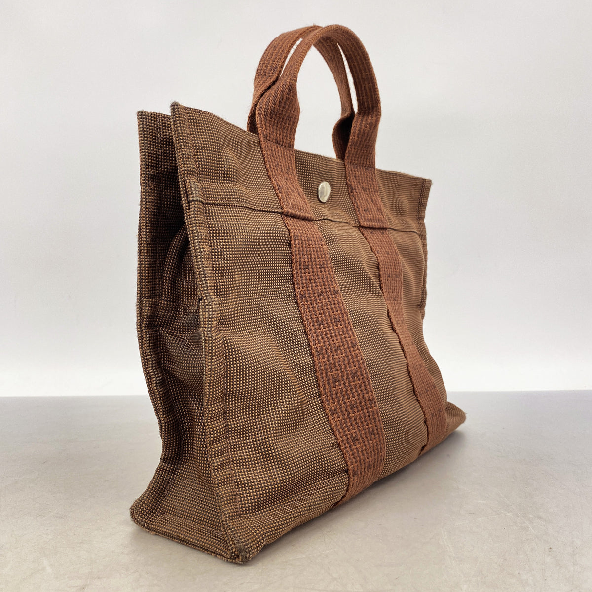【6hb0203】エルメス トートバッグ エールラインPM ナイロン ブラウン シルバー金具【中古】レディース