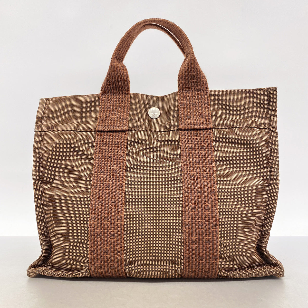 【6hb0203】エルメス トートバッグ エールラインPM ナイロン ブラウン シルバー金具【中古】レディース