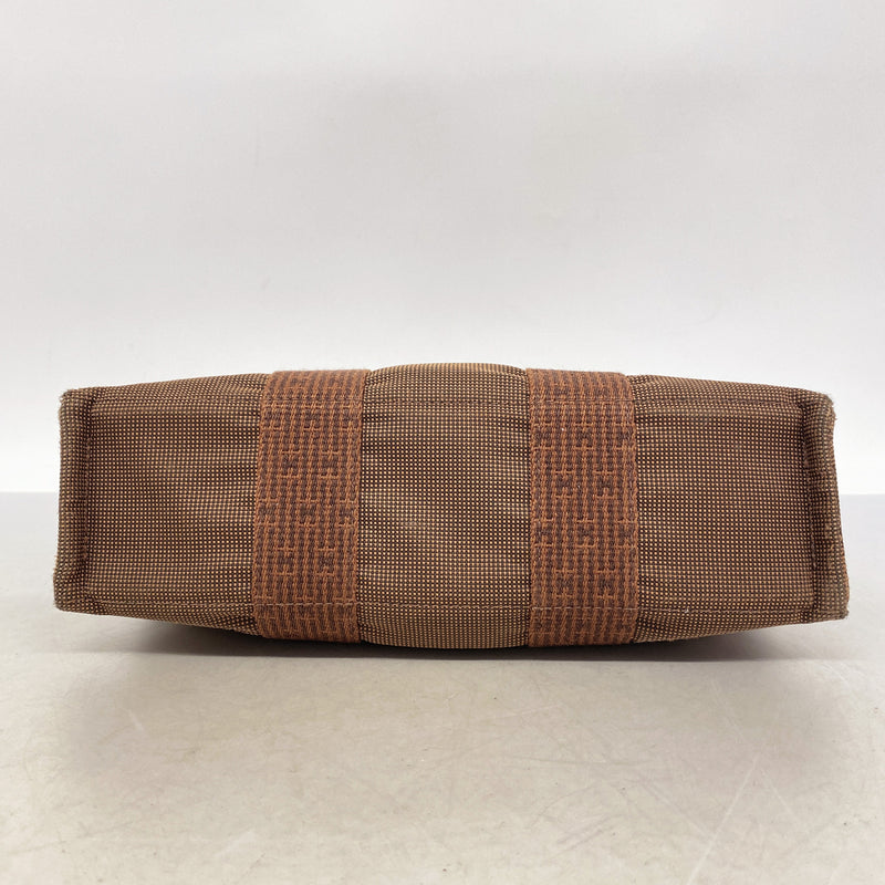 【6hb0203】エルメス トートバッグ エールラインPM ナイロン ブラウン シルバー金具【中古】レディース