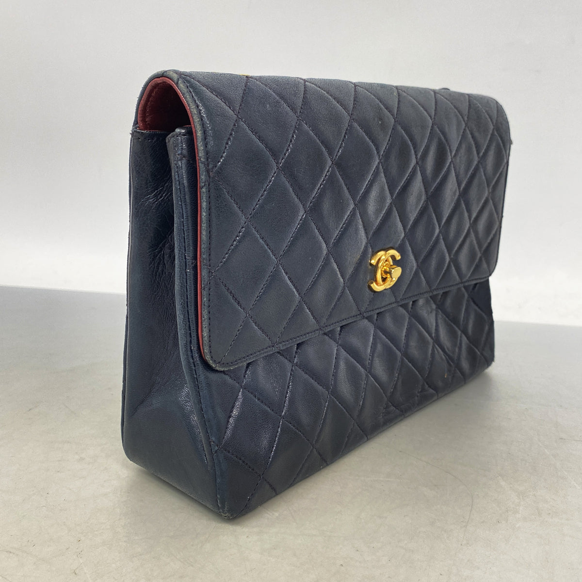【6hb0204】シャネル ショルダーバッグ ミニマトラッセ チェーンショルダー ラムスキン ブラック ゴールド金具【中古】レディース