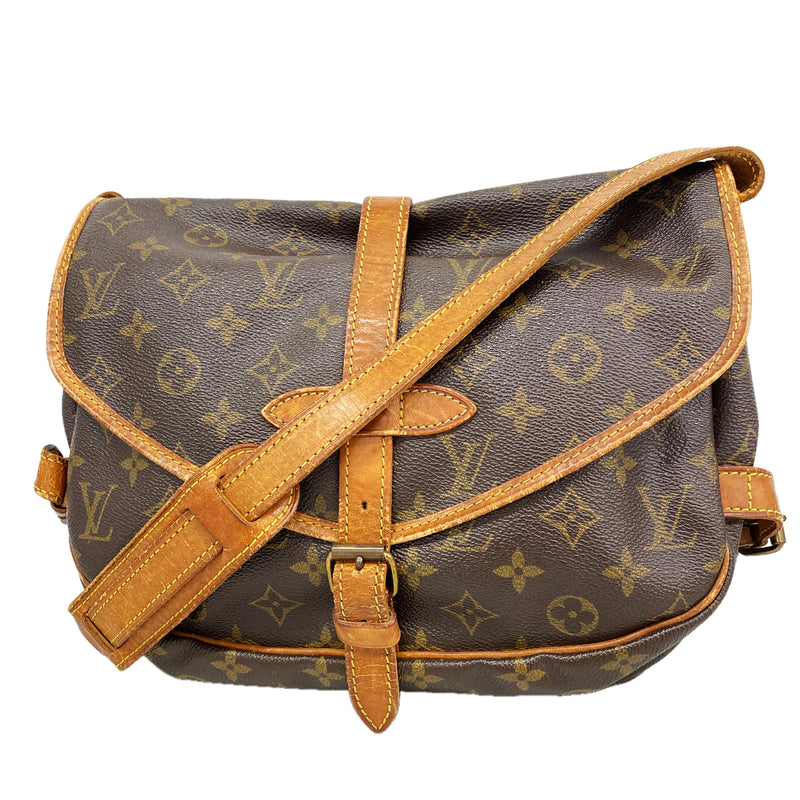 【6hb0209】ルイヴィトン ショルダーバッグ モノグラム ソミュール30 M42256 ブラウン【中古】レディース