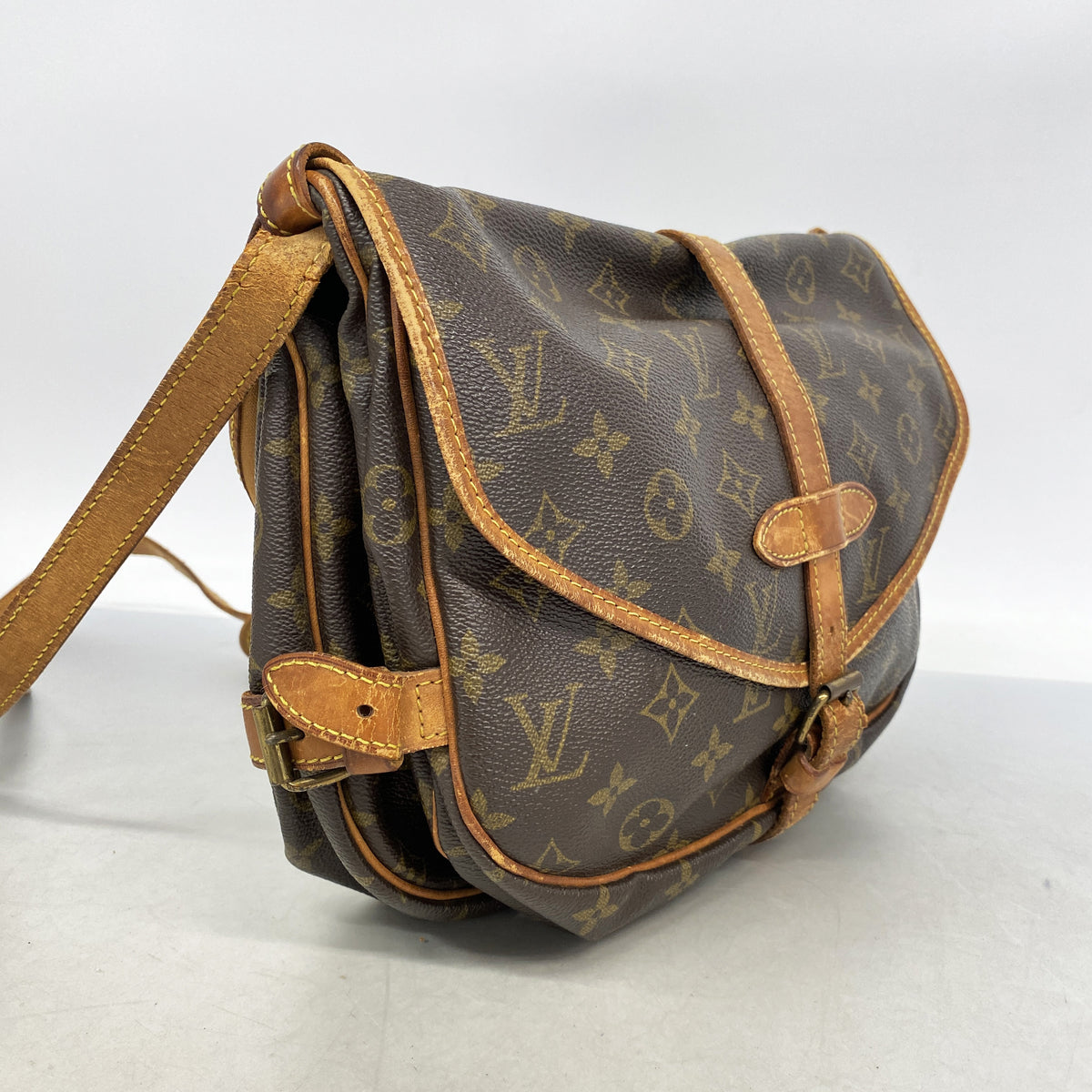 【6hb0209】ルイヴィトン ショルダーバッグ モノグラム ソミュール30 M42256 ブラウン【中古】レディース