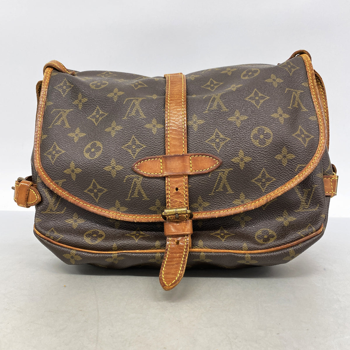 【6hb0209】ルイヴィトン ショルダーバッグ モノグラム ソミュール30 M42256 ブラウン【中古】レディース