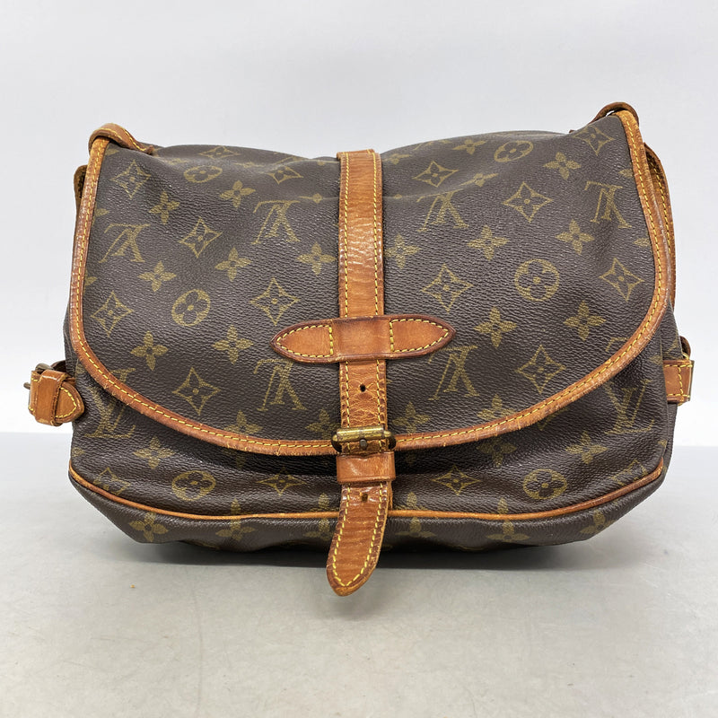 【6hb0209】ルイヴィトン ショルダーバッグ モノグラム ソミュール30 M42256 ブラウン【中古】レディース