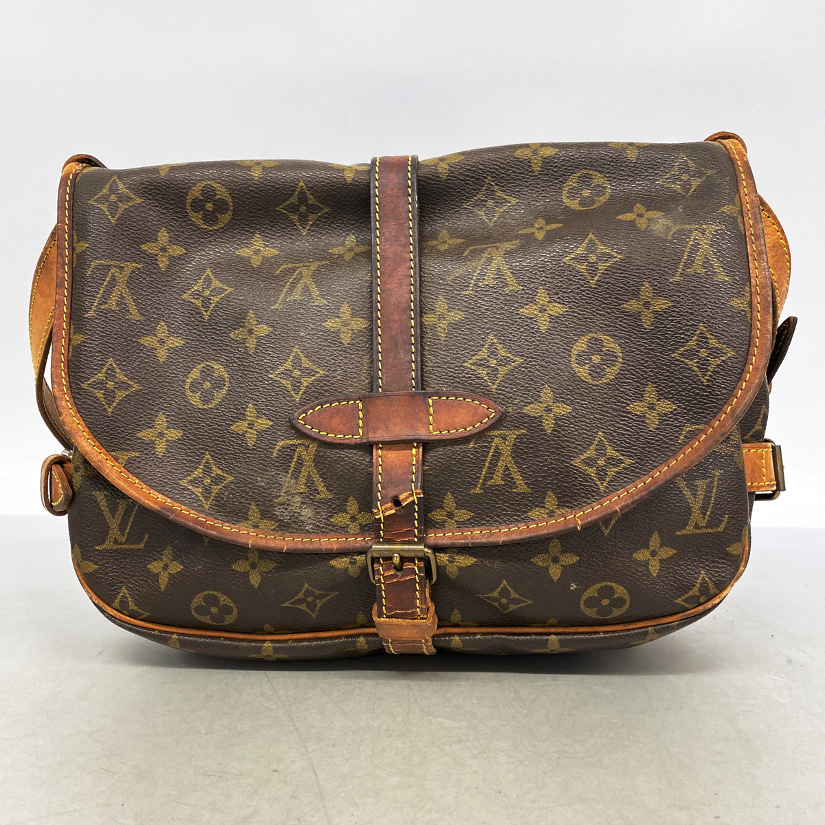 【6hb0210】ルイヴィトン ショルダーバッグ モノグラム ソミュール30 M42256 ブラウン【中古】レディース