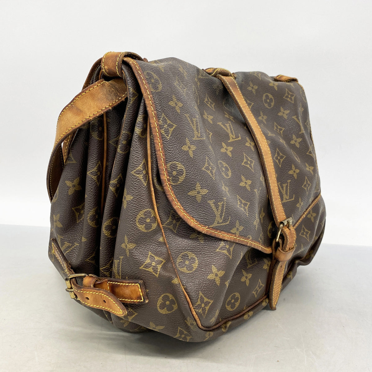 【6hb0211】ルイヴィトン ショルダーバッグ モノグラム ソミュール35 M42254 ブラウン【中古】レディース