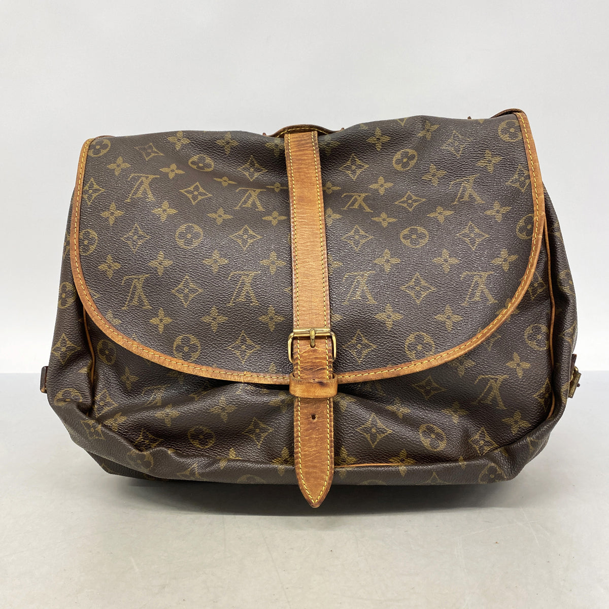 【6hb0211】ルイヴィトン ショルダーバッグ モノグラム ソミュール35 M42254 ブラウン【中古】レディース