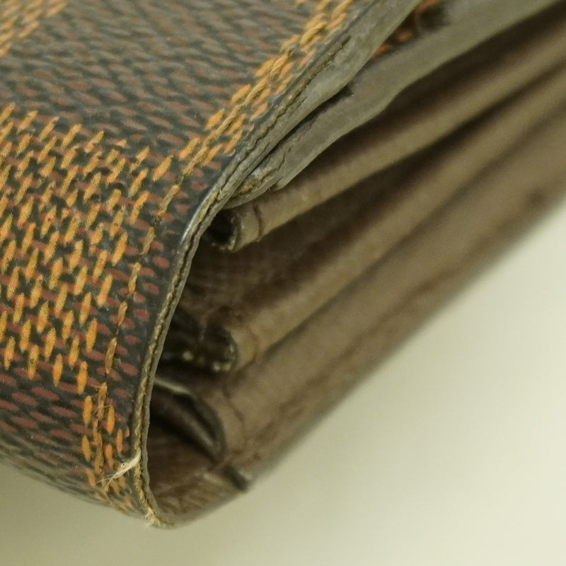 【6hb0235】ルイヴィトン 長財布 ダミエ ポルトフォイユサラ N61734 エベヌ【中古】レディース