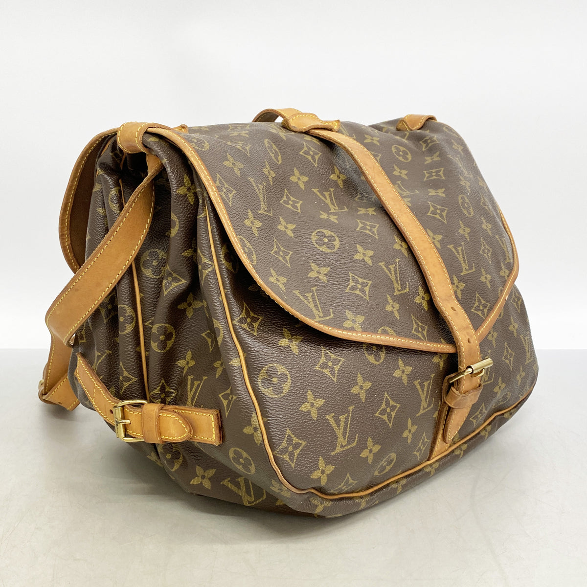 【6hb0273】ルイヴィトン ショルダーバッグ モノグラム ソミュール35 M42254 ブラウン【中古】レディース