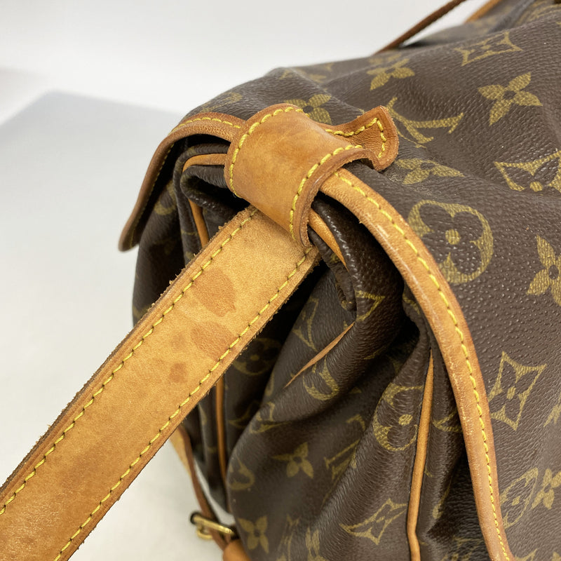 【6hb0273】ルイヴィトン ショルダーバッグ モノグラム ソミュール35 M42254 ブラウン【中古】レディース