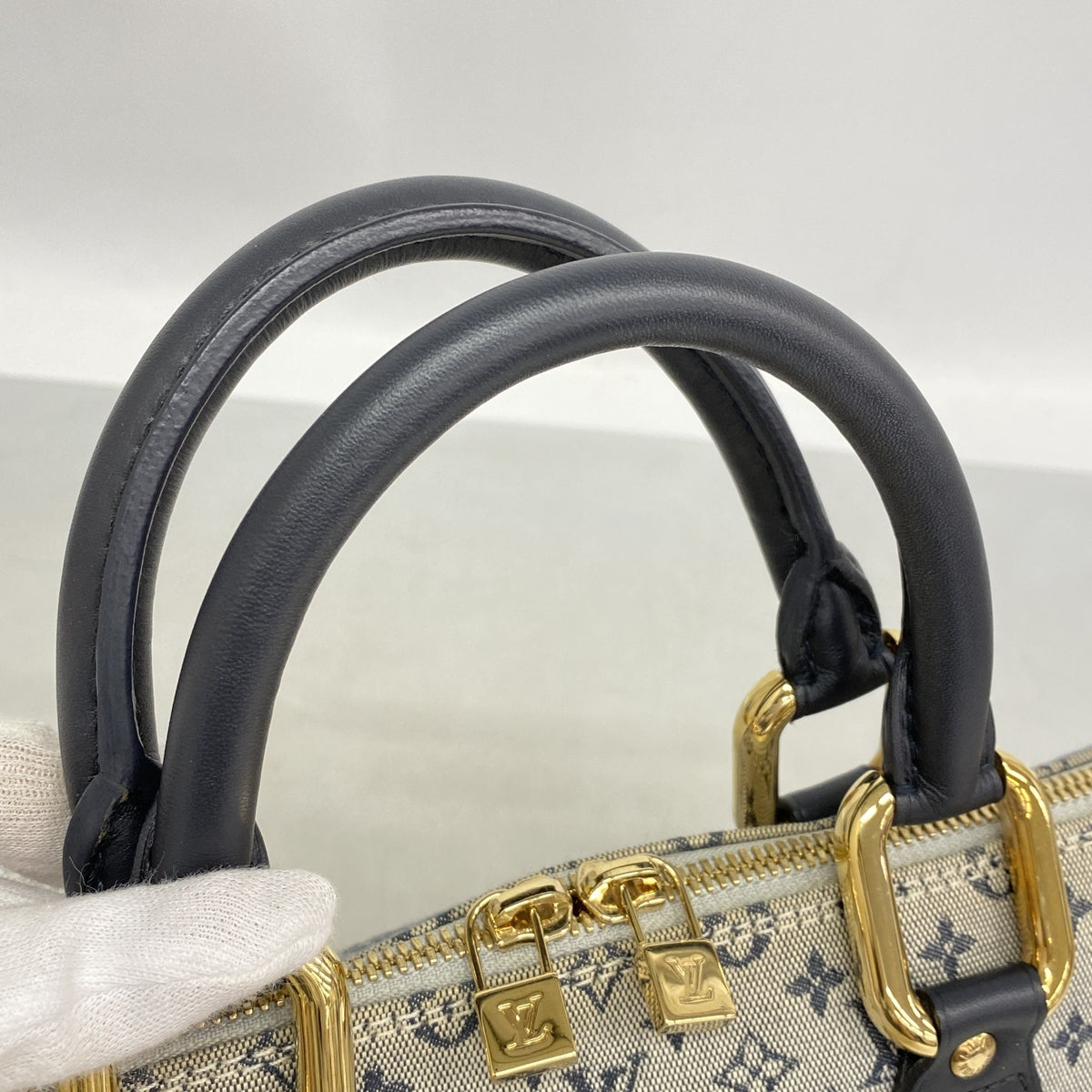 【6hb0276】ルイヴィトン ハンドバッグ モノグラム・ミニ アルマロン M92205 ブルー【中古】レディース