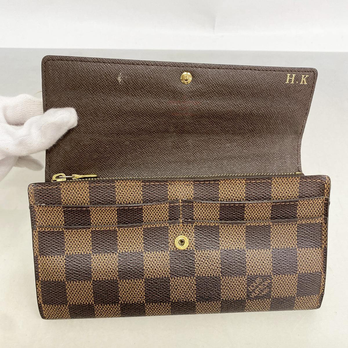 【6hb0279】ルイヴィトン 長財布 ダミエ ポルトフォイユサラ N61734 エベヌ【中古】レディース