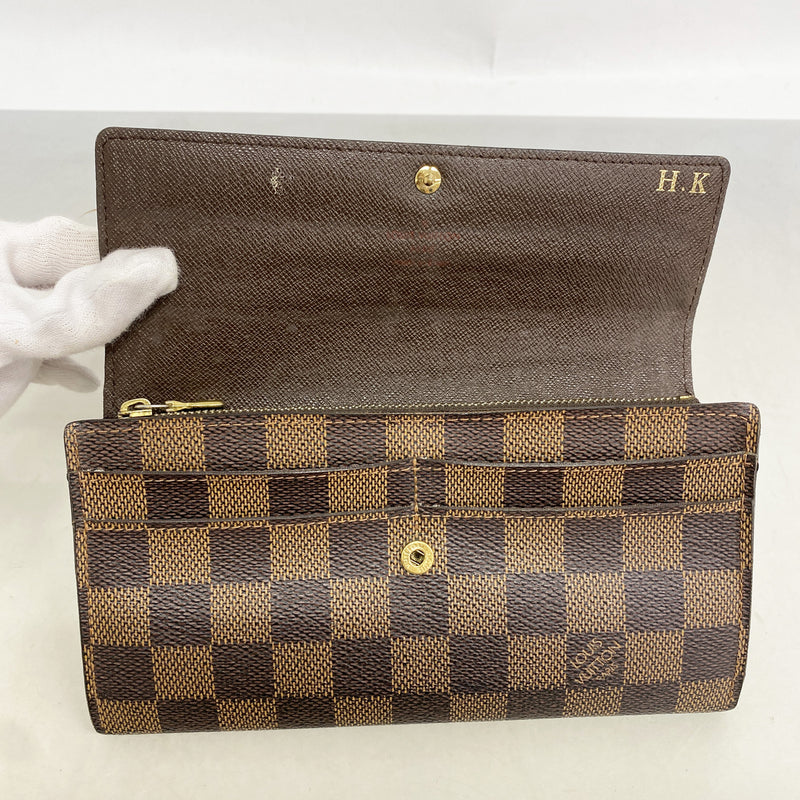 【6hb0279】ルイヴィトン 長財布 ダミエ ポルトフォイユサラ N61734 エベヌ【中古】レディース