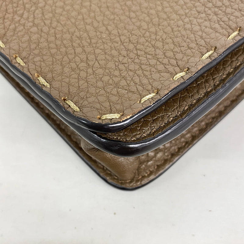 【6hb0281】フェンディ ショルダーバッグ セレリア レザー ブラウン ゴールド金具【中古】レディース