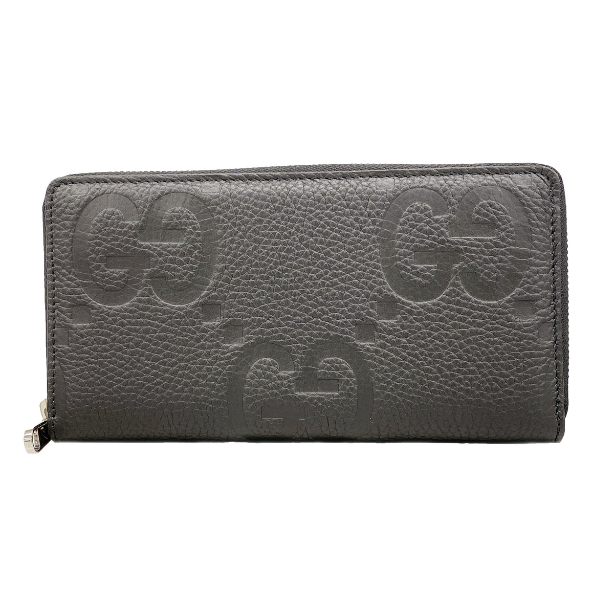 【6hb0293】グッチ 長財布 GGエンボス 739484 レザー ブラック シルバー金具【中古】メンズ